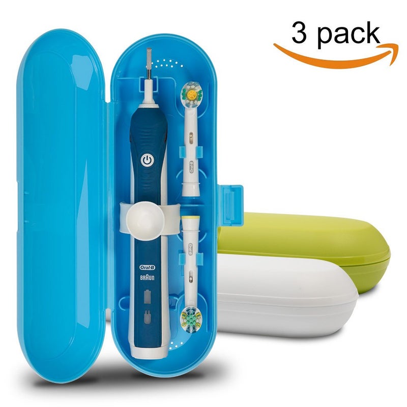 Nincha Plastic Electric Toothbrush Travel Case for Oral-B Pro Series, 3 packs (White&Blue&Green) - Image 1